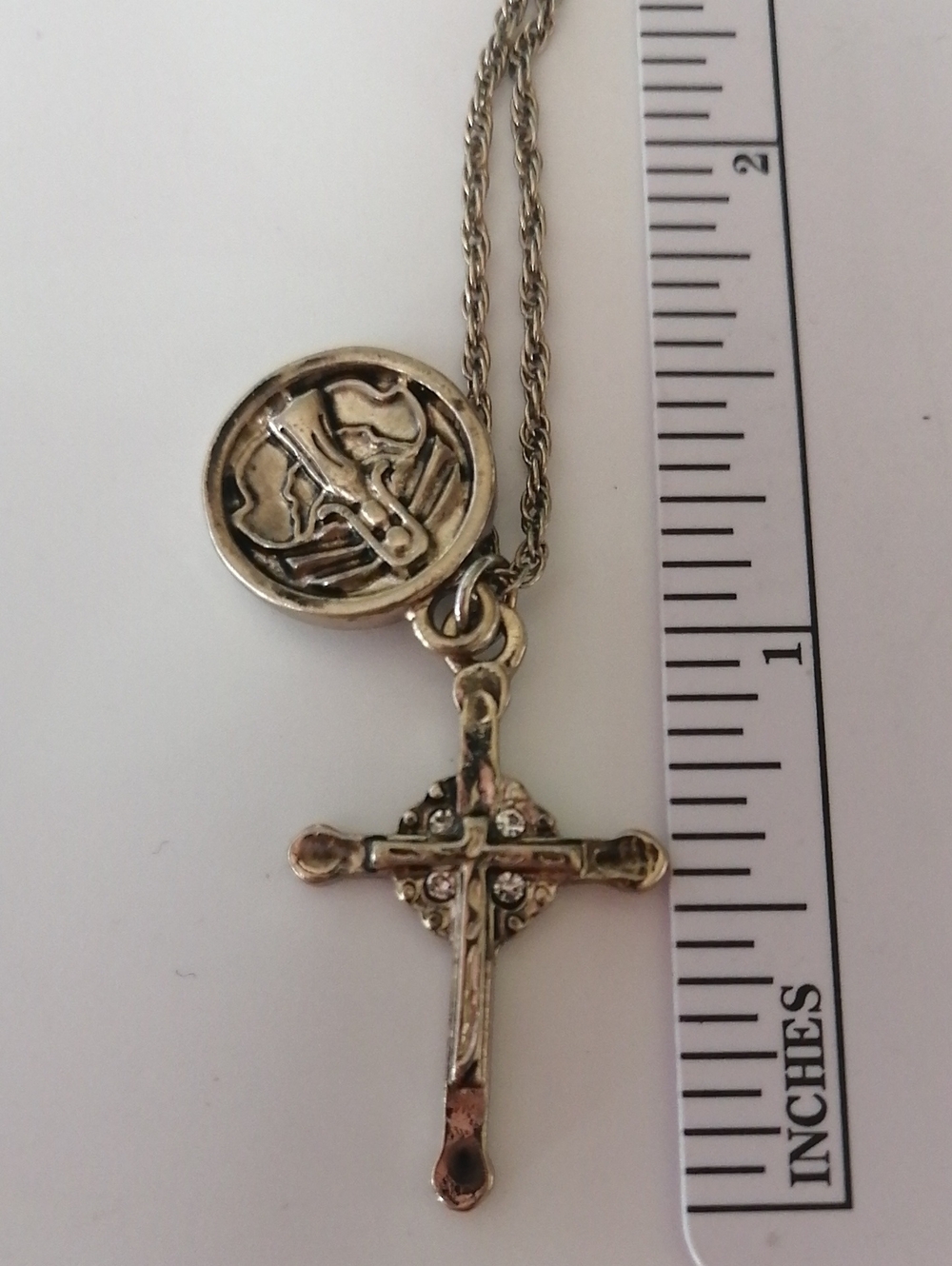 Freedom Layered Silver Religious Coin Pendant Necklace Set - Picture 10 of 10